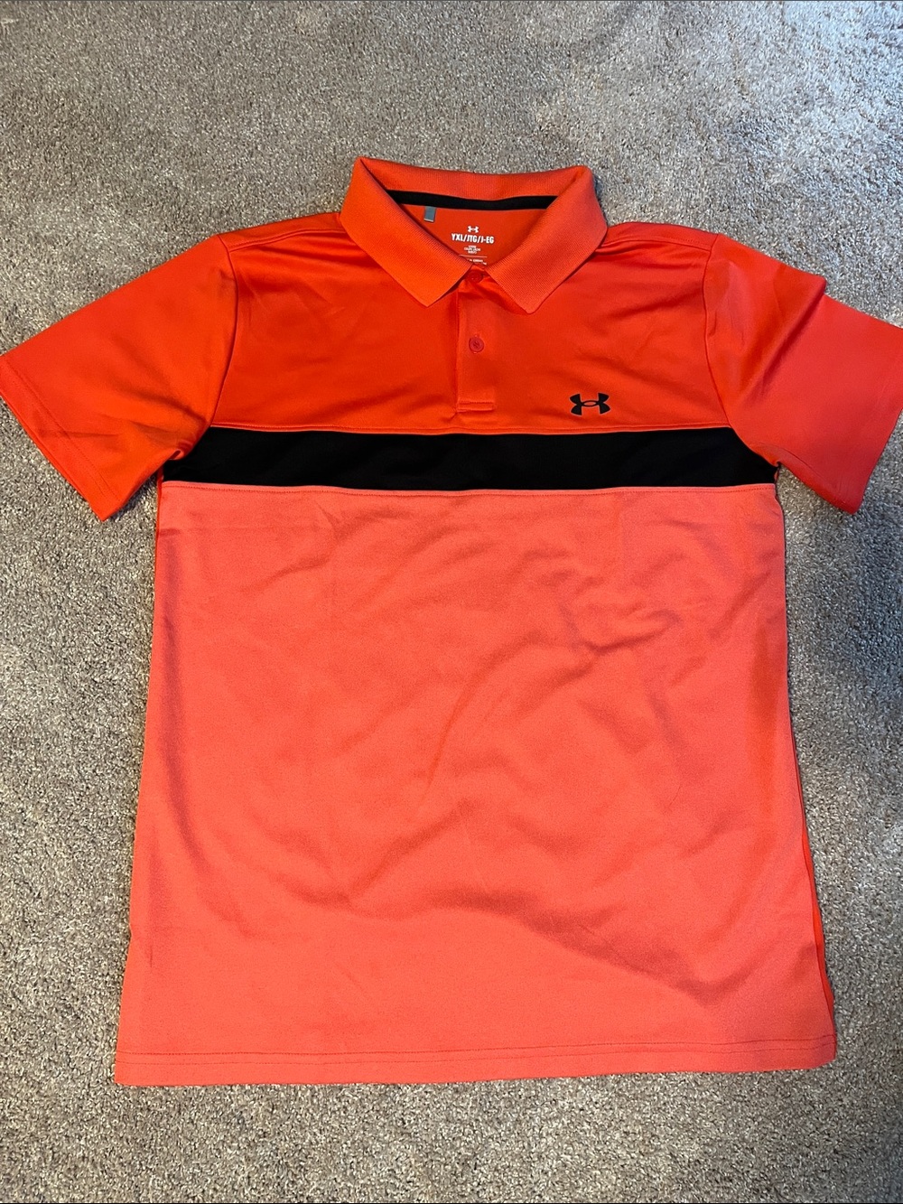 Under Armour Coral Polo with Black Stripe